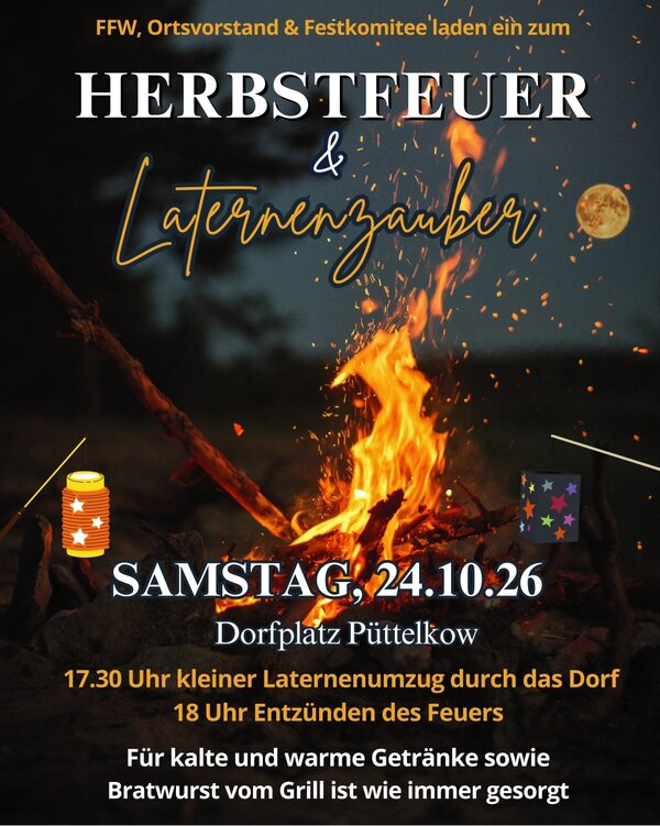 Bild vergr&ouml;&szlig;ern: Herbstfeuer P&uuml;ttelkow 2026